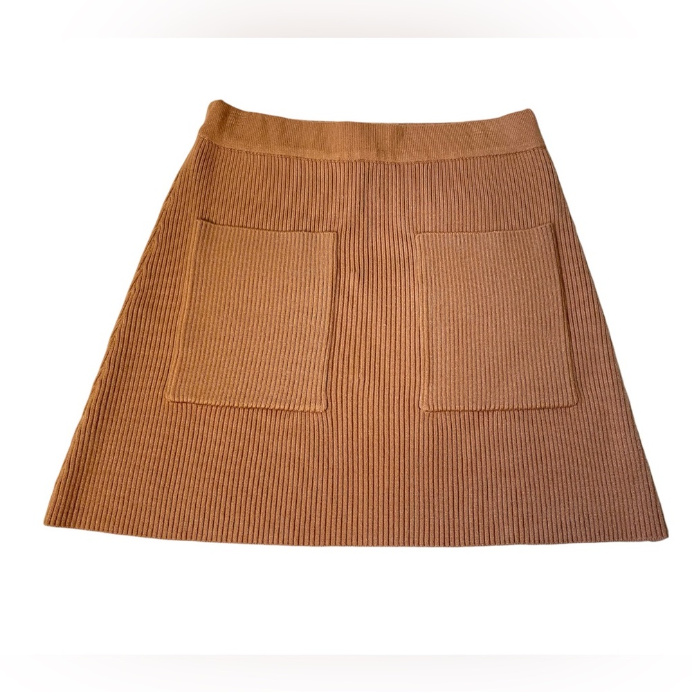 Zara tan Ribbed knit A line mini Skirts